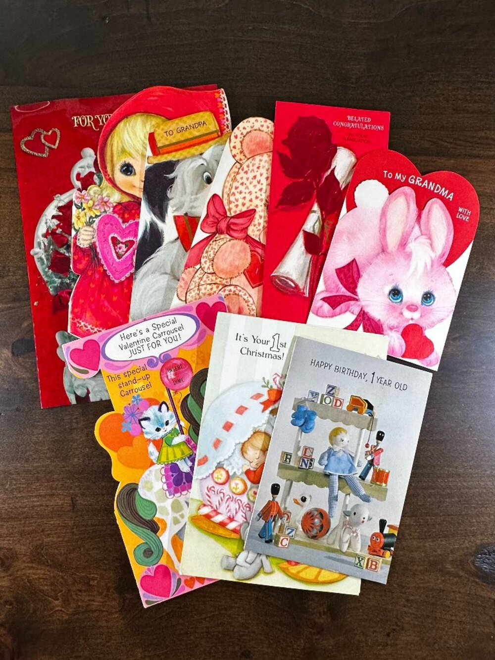 Vintage Lot of 60s & 70s Greeting Cards - Valentines/Birthday/Christmas/Grad